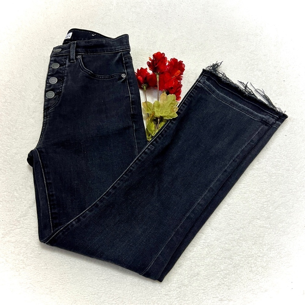 LOFT Charcoal High Waist Flare Crop Jeans - Size 00/24